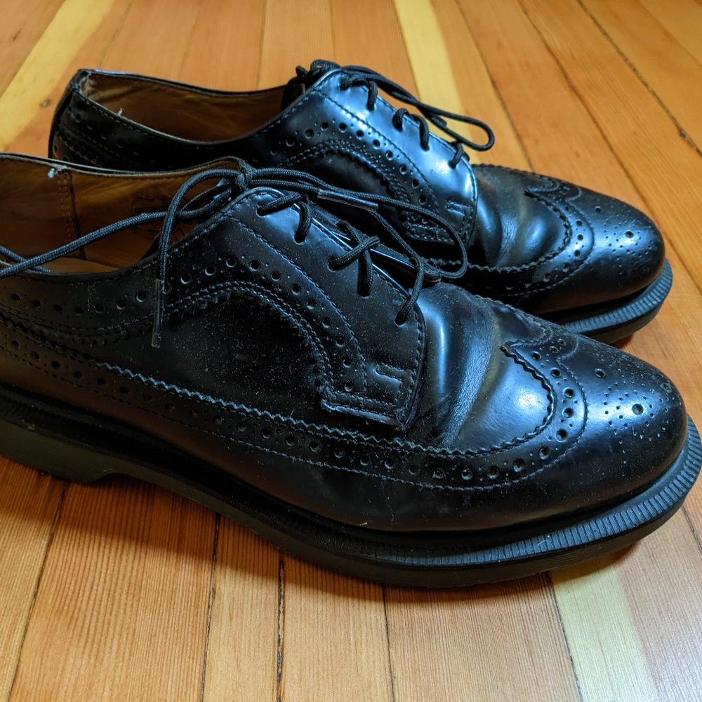Doc Dr Martens Black Brogue Oxford Wingtip Dress Shoes 3989